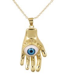 Fashion Gold Copper Inlaid Zirconium Palm Eye Necklace