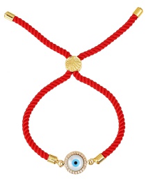 Fashion Red-3 Copper Inlaid Zirconium Eyes Braided Bracelet