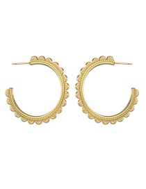 Fashion Gold Stainless Steel Round Lace Earrings