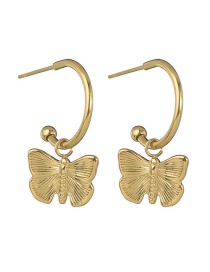 Fashion Gold Titanium Steel Butterfly Ear Ring