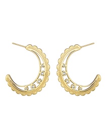 Fashion Gold Titanium Steel Hollow Moon Earrings
