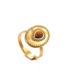 Fashion Gold Stainless Steel Round Face Drop Loose Open Ring