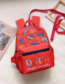Fashion Red Small Dinosaur Print Backpack