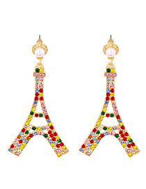 Fashion Color Alloy Diamond Tower Earrings