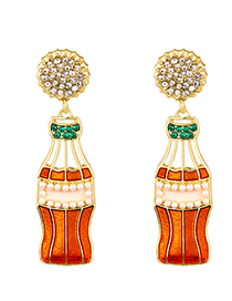 Fashion Gold Alloy Diamond Bottle Stud Earrings