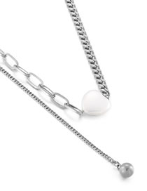 Fashion 8# Titanium Steel Geometric Pearl Necklace