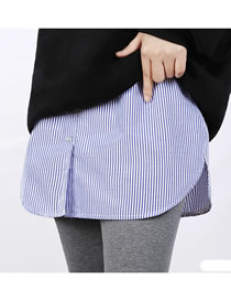 Fashion Blue And White Stripes Cotton Irregular Bottom Skirt