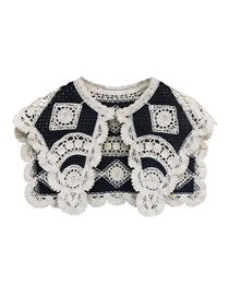 Fashion Black Knitted Crochet Hollow Lace Fake Collar