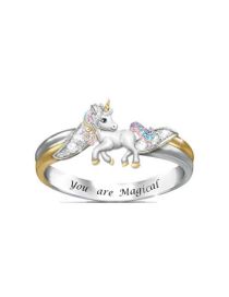 Anillo De Aleación De Diamantes Con Unicornio