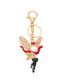 Fashion B Alloy Diamond Drop Oil Butterfly Elf Keychain  Alloy
