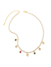 Fashion A Brass Set Heart Zirconium Tassel Claw Chain Necklace