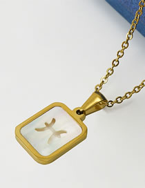 Fashion Pisces (with Chain) Titanium Shell Zodiac Square Necklace
