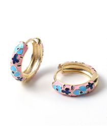 Fashion Pink-2 Copper Gold Plated Oil Drop Round Earrings