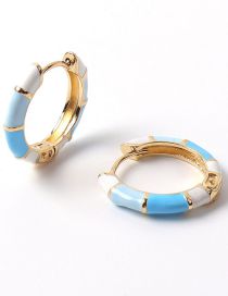 Fashion Blue And White Copper Gold Plated Oil Drop Earrings