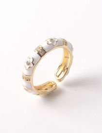 Fashion White-2 Copper Gold Plated Plating Flower Drip Ring
