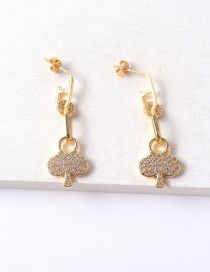Fashion Gold Copper Diamond Geometric Stud Earrings