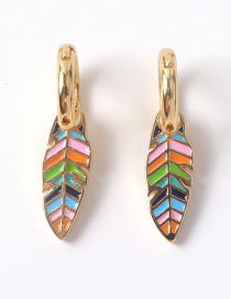 Fashion 2# Copper Drop Oil Leaf Earrings