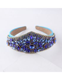 Fashion Blue Geometric Diamond Wide Brim Headband