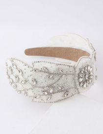 Fashion White Geometric Diamond And Rice Bead Wide-brimmed Headband