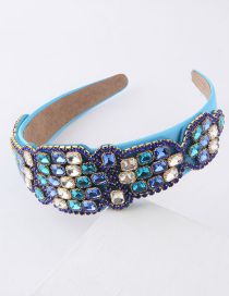 Fashion Blue Geometric Diamond Wide Brim Headband