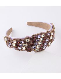 Fashion Purple Geometric Diamond Wide Brim Headband