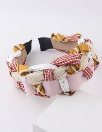 Fashion Pink Fabric Stitching Braided Wide-brimmed Headband