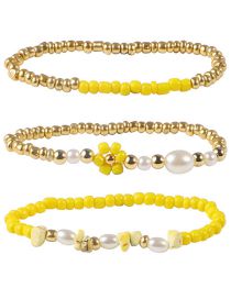 Fashion Yellow Copper Beads Rice Beads Beaded Bracelet Set