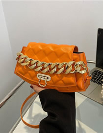 Fashion Orange Pu Thick Chain Hand Lock Flap Crossbody Bag