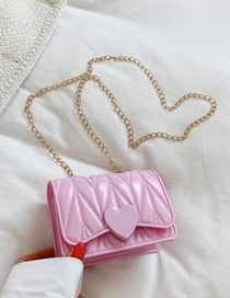 Fashion Pink Pvc Embroidered Thread Diamond Heart Flap Messenger Bag