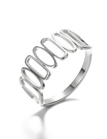 Fashion Geometry - Platinum Titanium Cutout Geometric Ring