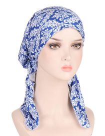 Fashion Sapphire Blue And White Porcelain Polyester Print Toe Cap