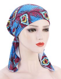 Fashion Blue Feather Polyester Print Toe Cap