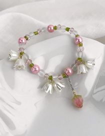 Fashion B Three Flowers Geometric Crystal Beaded Lily Of The Valley Strawberry Bracelet