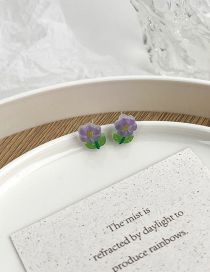 Fashion B Purple (earrings) Resin Transparent Flower Stud Earrings