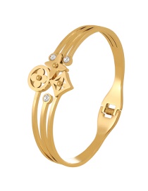 Fashion Gold Titanium Steel With Zirconium Flower Bracelet