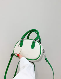 Fashion Green Pu Contrast Color Large Capacity Crossbody Bag