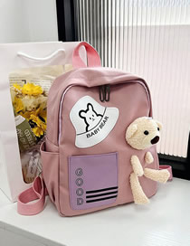 Fashion Pink Pu Large Capacity Cartoon Backpack
