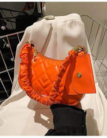 Fashion Orange Diamond Embroidery Pleated Shoulder Bag