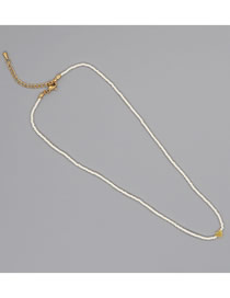 Fashion White Geometric Beads Beaded Heart Necklace