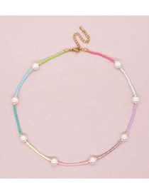 Fashion Color Colorful Rice Beads Beaded Pearl Necklace