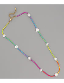 Fashion Color Colorful Rice Beads Shell Heart Beaded Necklace