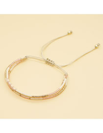Fashion Champagne Rice Bead Braided Beaded Multilayer Bracelet