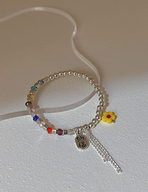 Fashion Color-bracelet Alloy Geometric Beaded Glass Flower Fringe Bracelet
