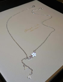Fashion Silver Color Alloy Diamond Flower Heart Necklace