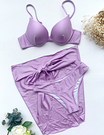 Fashion Purple Nylon Knotted Three-piece Swimsuit