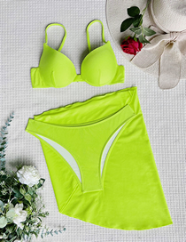 Fashion Fluorescent Green Nylon Knotted Three-piece Swimsuit