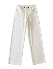 Fashion White Washed High-rise Drawstring Denim Trousers