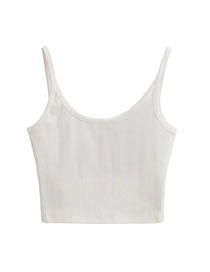 Fashion White Solid Color Geometric Vest