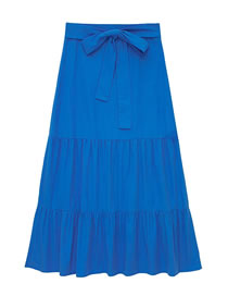 Fashion Blue Solid Color Knotted Skirt