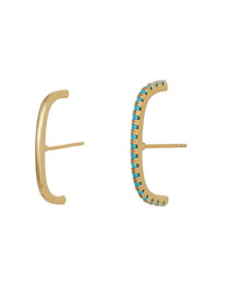 Fashion Gold Brass Set Half Circle Zirconium Asymmetric Stud Earrings